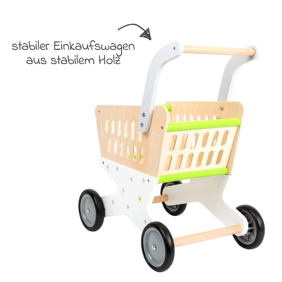 small foot Einkaufswagen Trend aus Holz mit gummierten Rädern - Bunt