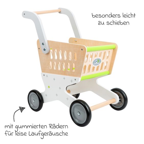 small foot Einkaufswagen Trend aus Holz mit gummierten Rädern - Bunt