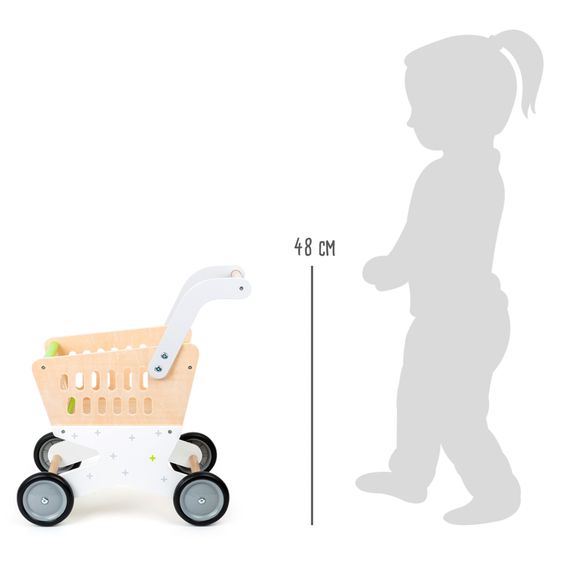 small foot Einkaufswagen Trend aus Holz mit gummierten Rädern - Bunt