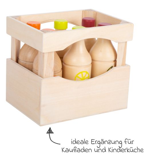 small foot Flaschenkiste Fresh aus Holz mit 6 Flaschen - Bunt