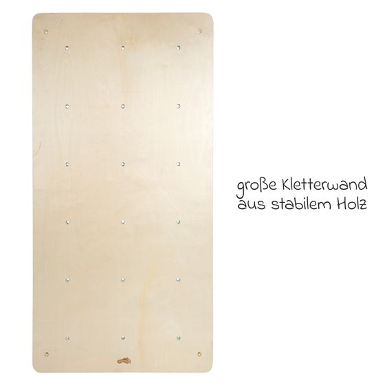 small foot Large Climbing Wall Made of sturdy wood with 5 climbing stones & 18 mounting holes - Adventure - Natural