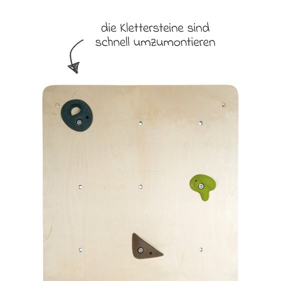 small foot Large Climbing Wall Made of sturdy wood with 5 climbing stones & 18 mounting holes - Adventure - Natural