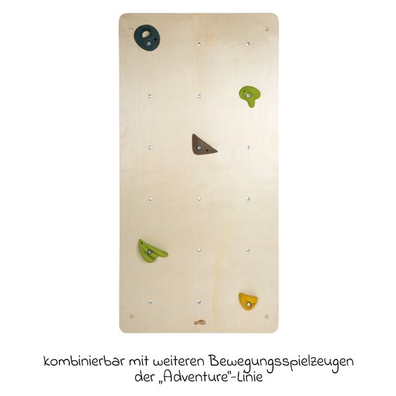 small foot Large Climbing Wall Made of sturdy wood with 5 climbing stones & 18 mounting holes - Adventure - Natural