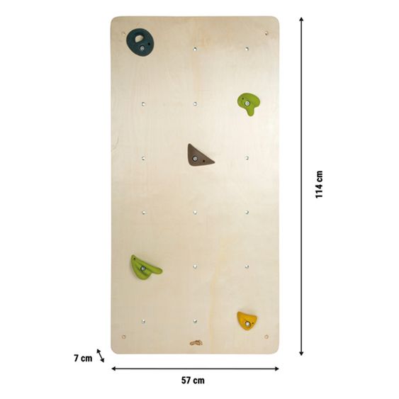 small foot Large Climbing Wall Made of sturdy wood with 5 climbing stones & 18 mounting holes - Adventure - Natural