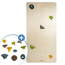 Großes Kletterwand-Set mit Kletterwand mit 5 Klettersteinen & 10-tlg. Kletterstein-Set - Adventure - Bunt