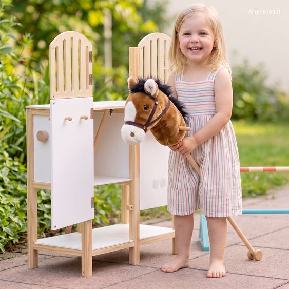 small foot Cavallo a dondolo Hobby Horsing Nico con scuderia per cavalli - Braun
