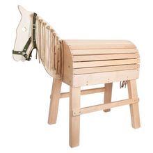Holzpferd mit Aufstiegshilfe & Halfter für den Außenbereich - Beige