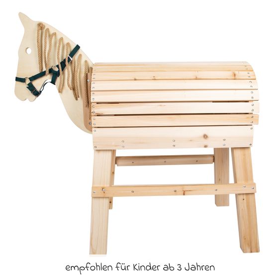 small foot Holzpferd mit Aufstiegshilfe & Halfter für den Außenbereich - Beige
