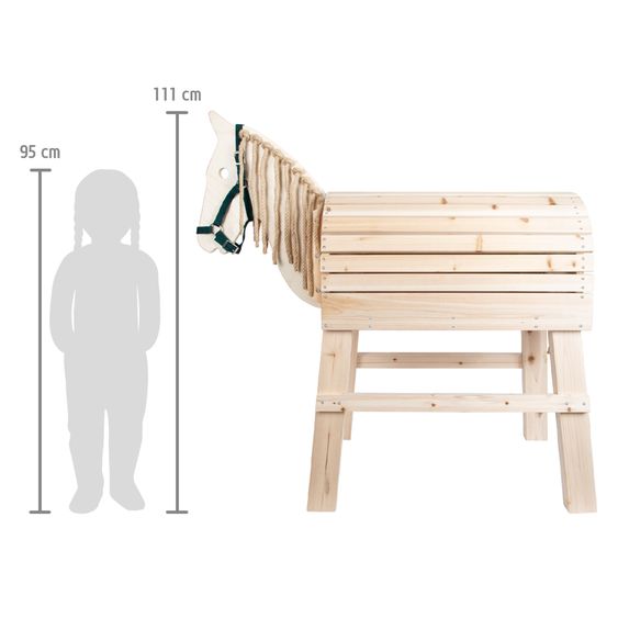 small foot Holzpferd mit Aufstiegshilfe & Halfter für den Außenbereich - Beige