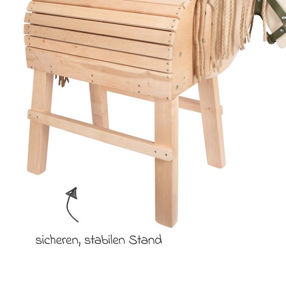 small foot Holzpferd mit Aufstiegshilfe & Halfter für den Außenbereich - Beige