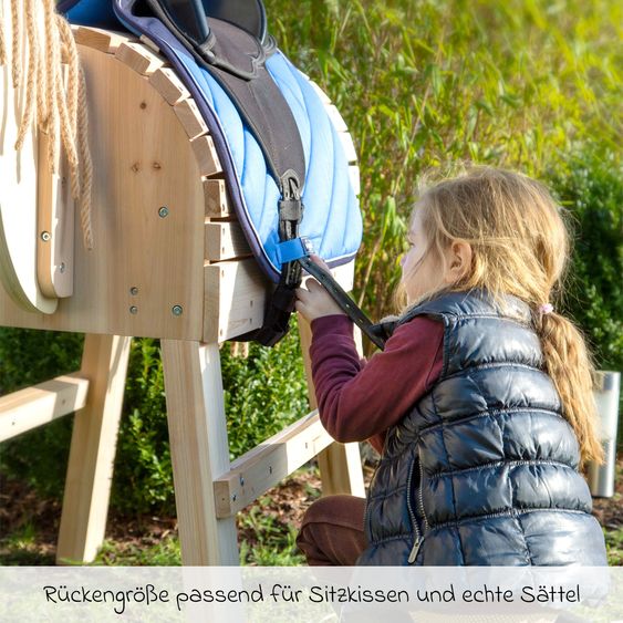 small foot Holzpferd mit Aufstiegshilfe & Halfter für den Außenbereich - Beige