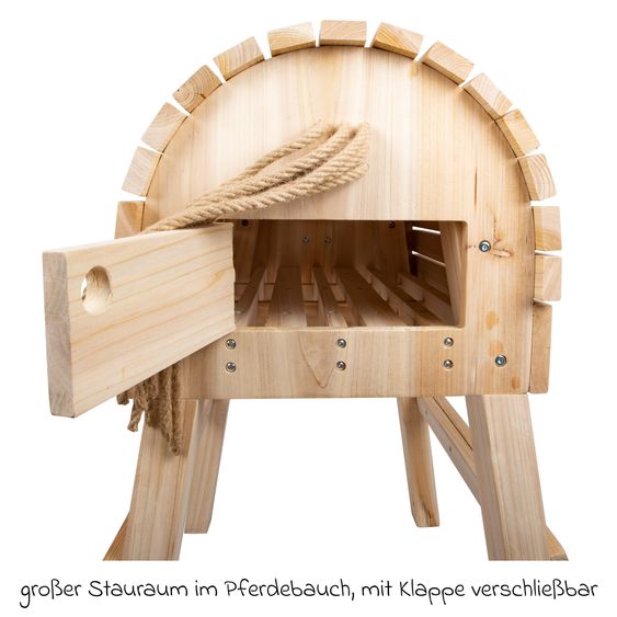 small foot Holzpferd mit Aufstiegshilfe & Halfter für den Außenbereich - Beige
