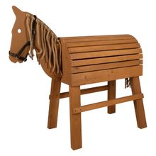 Holzpferd mit Stauraum inkl. Halfter & Trittstufe - Braun