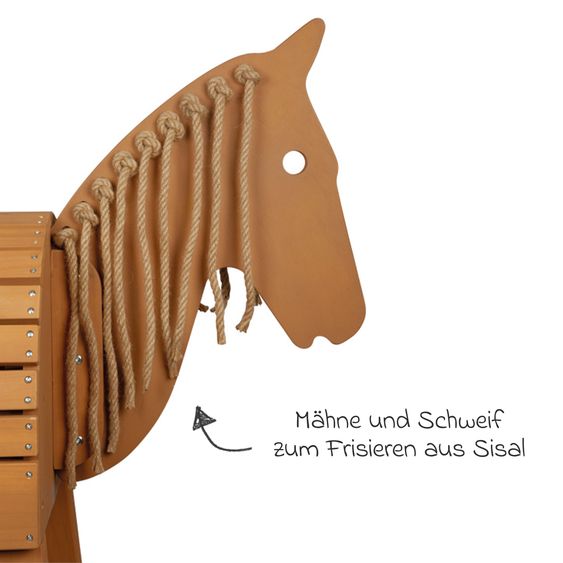 small foot Cheval En Bois avec Rangement incl. Harnais & Marchepied - Marron