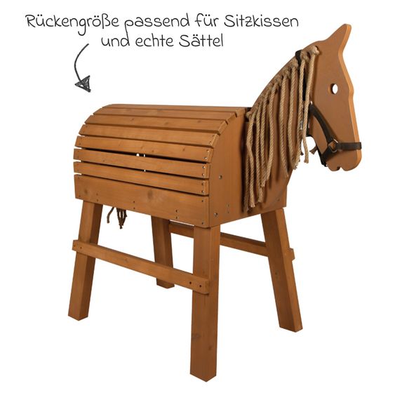 small foot Cheval En Bois avec Rangement incl. Harnais & Marchepied - Marron
