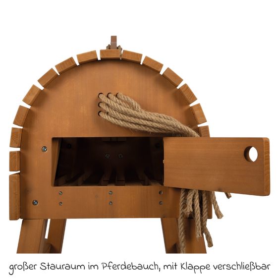small foot Cheval En Bois avec Rangement incl. Harnais & Marchepied - Marron