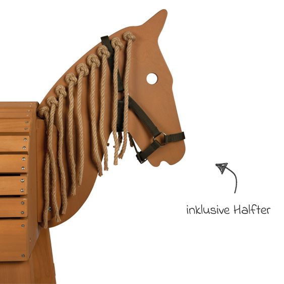 small foot Cheval En Bois avec Rangement incl. Harnais & Marchepied - Marron