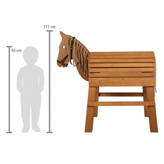small foot Cheval En Bois avec Rangement incl. Harnais & Marchepied - Marron