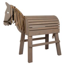 Holzpferd mit Stauraum inkl. Halfter & Trittstufe - Grau