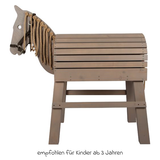 small foot Cheval En Bois avec Rangement incl. Harnais & Marchepied - Gris
