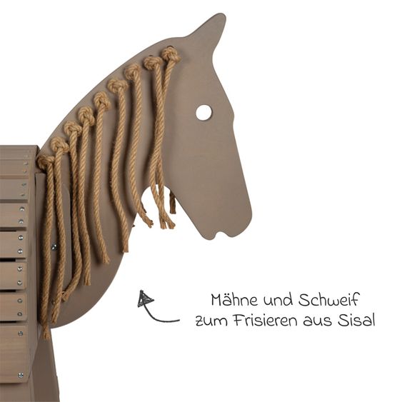 small foot Cheval En Bois avec Rangement incl. Harnais & Marchepied - Gris