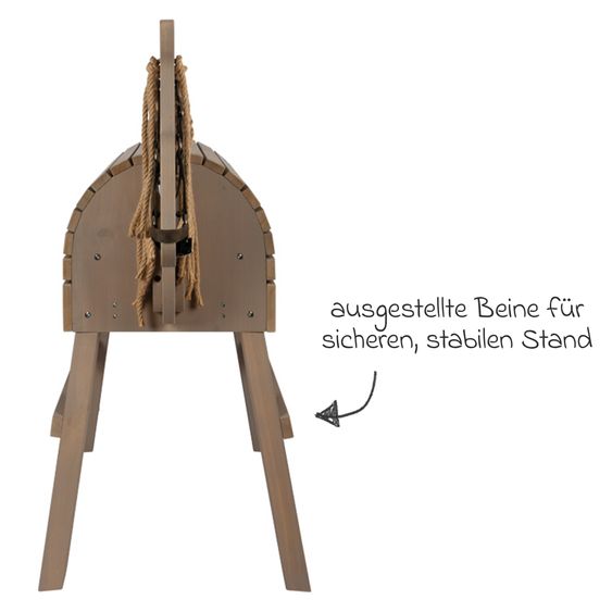 small foot Cheval En Bois avec Rangement incl. Harnais & Marchepied - Gris