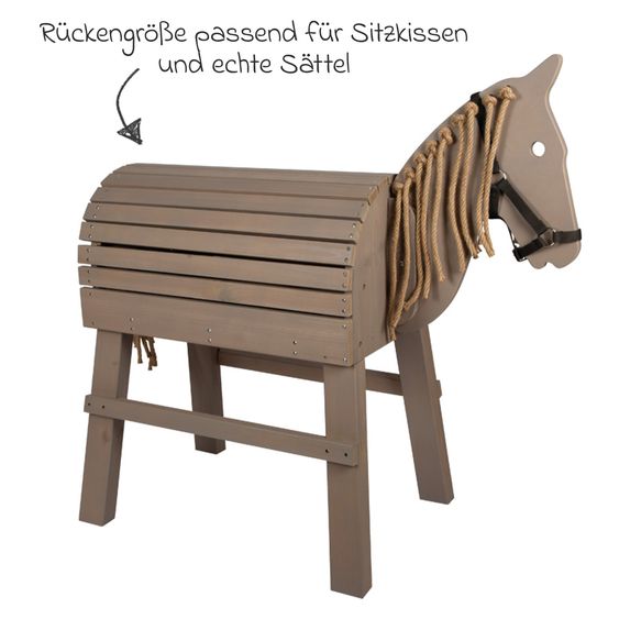 small foot Cheval En Bois avec Rangement incl. Harnais & Marchepied - Gris