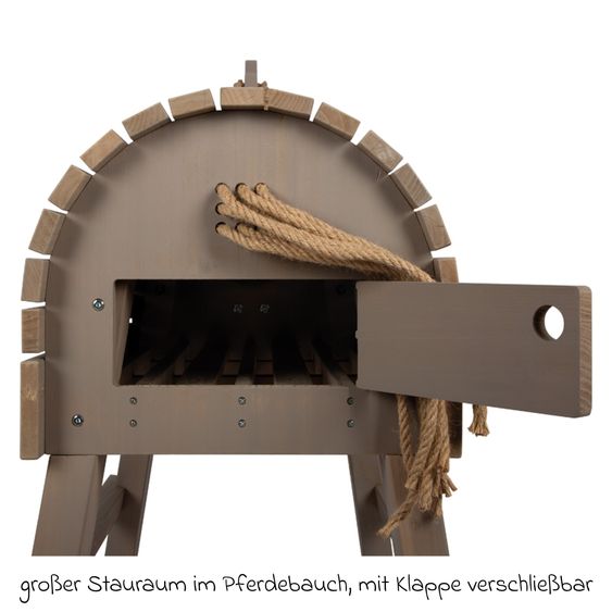 small foot Cheval En Bois avec Rangement incl. Harnais & Marchepied - Gris