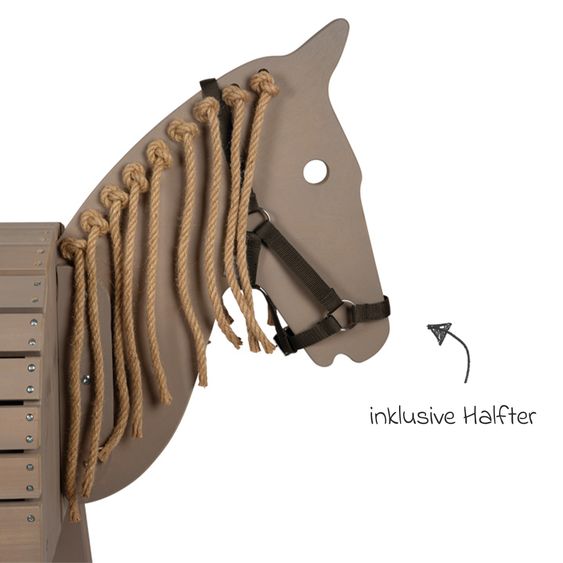 small foot Cheval En Bois avec Rangement incl. Harnais & Marchepied - Gris