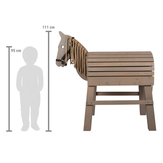 small foot Cheval En Bois avec Rangement incl. Harnais & Marchepied - Gris