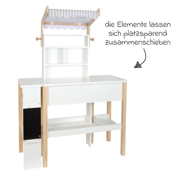 small foot Kaufladen Fresh mit Stoffmarkise inkl. Tafel - Weiß