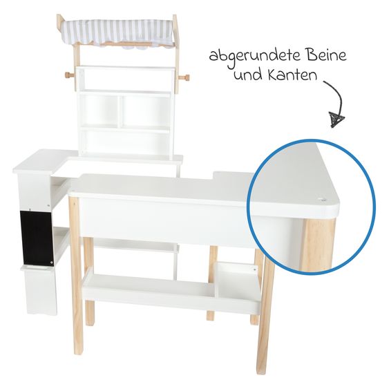 small foot Kaufladen Fresh mit Stoffmarkise inkl. Tafel - Weiß