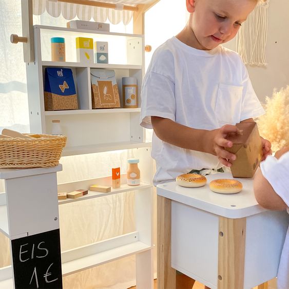 small foot Kaufladen Fresh mit Stoffmarkise inkl. Tafel - Weiß