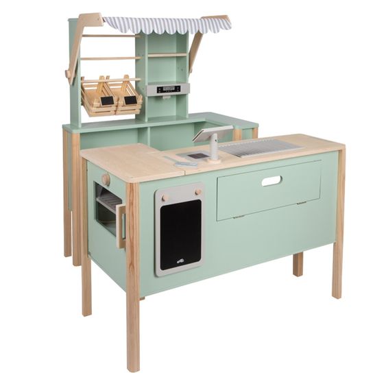 small foot Kaufladen & Kinderküche nutzbar als Imbiss, Kiosk, Marktstand oder Bistro - Fresh - Salbeigrün