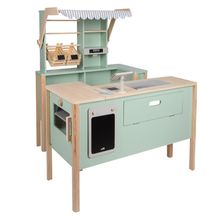 Kaufladen & Kinderküche nutzbar als Imbiss, Kiosk, Marktstand oder Bistro - Fresh - Salbeigrün