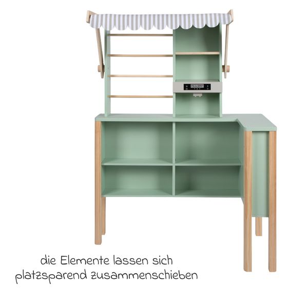small foot Épicerie & Cuisine Enfant Utilisable Comme Snack, Kiosque, Stand De Marché Ou Bistro - Fresh - Vert Sauge