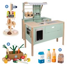 Magasin De Jeu & Set De Cuisine Pour Enfants avec Épicerie, Set Stand De Glaces 15 Pièces Fruits, Set Découpe 15 Pièces & Set Boissons 4 Pièces - Fresh - Multicolore