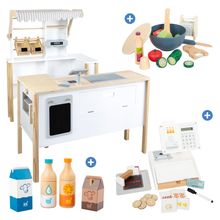 Kaufladen & Küchen-Set mit Kaufladen, 10-tlg. Schneide-Set Salat, 26-tlg. Kassen-Set & 4-tlg. Getränke-Set - Fresh - Bunt
