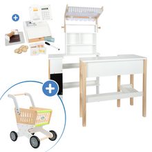 Play Shop Set with play shop, shopping trolley & 26-pcs. till set - Fresh - Colourful