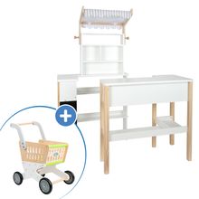 Kaufladen Set mit Kaufladen & Einkaufswagen - Fresh - Bunt