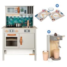 Kinderküchen-Set mit Kinderküche, 18-tlg. Geschirrset & 7-tlg.Kaffeemachinen-Set - Tasty - Bunt