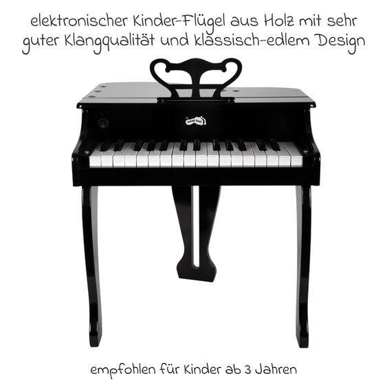 small foot Klavier Kinderflügel mit Sitzhocker - Schwarz