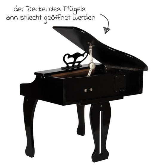 small foot Klavier Kinderflügel mit Sitzhocker - Schwarz