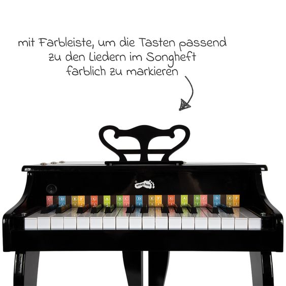 small foot Klavier Kinderflügel mit Sitzhocker - Schwarz