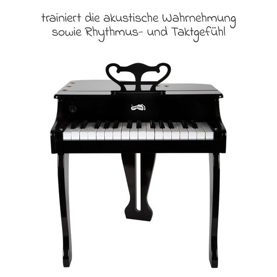 small foot Klavier Kinderflügel mit Sitzhocker - Schwarz