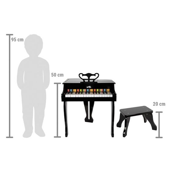 small foot Klavier Kinderflügel mit Sitzhocker - Schwarz