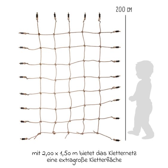 small foot Kletternetz mit Achterhaken 200 x 150 cm - Natur