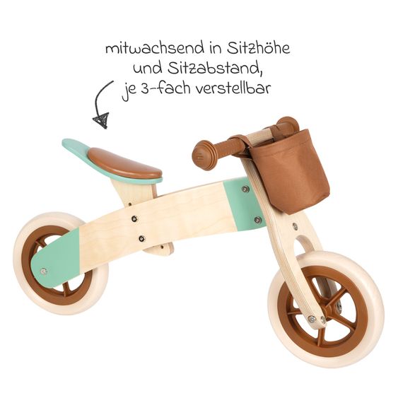 small foot Lauf und -dreirad Maxi mitwachsend inkl. Lenkertasche - Karamelbraun