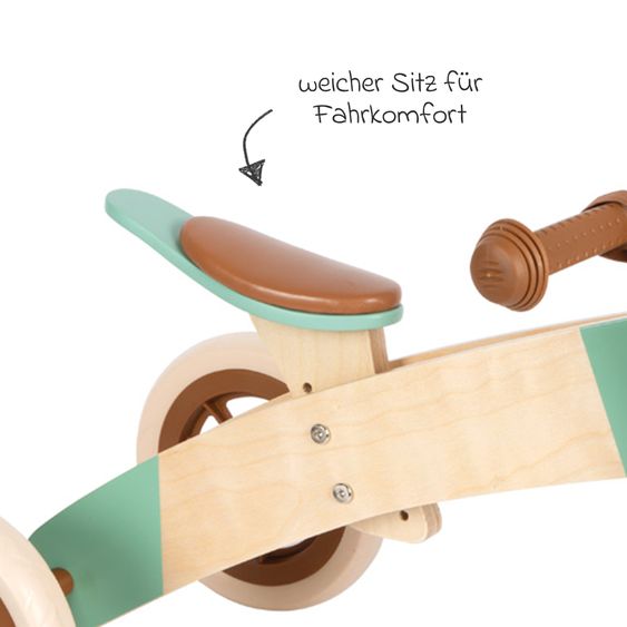 small foot Lauf und -dreirad Maxi mitwachsend inkl. Lenkertasche - Karamelbraun