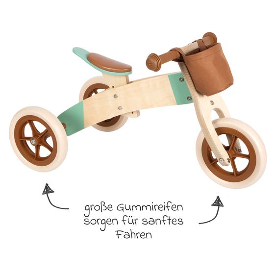 small foot Lauf und -dreirad Maxi mitwachsend inkl. Lenkertasche - Karamelbraun